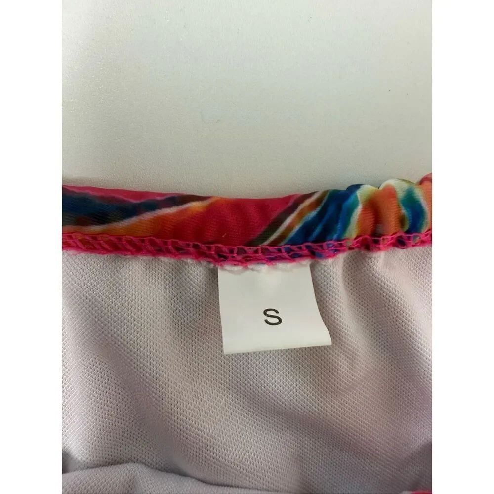 Fluid Print Triangle Halter Tie Strap Backless Bikini Set Cut Out Tie Side Sz S - Picture 8 of 16